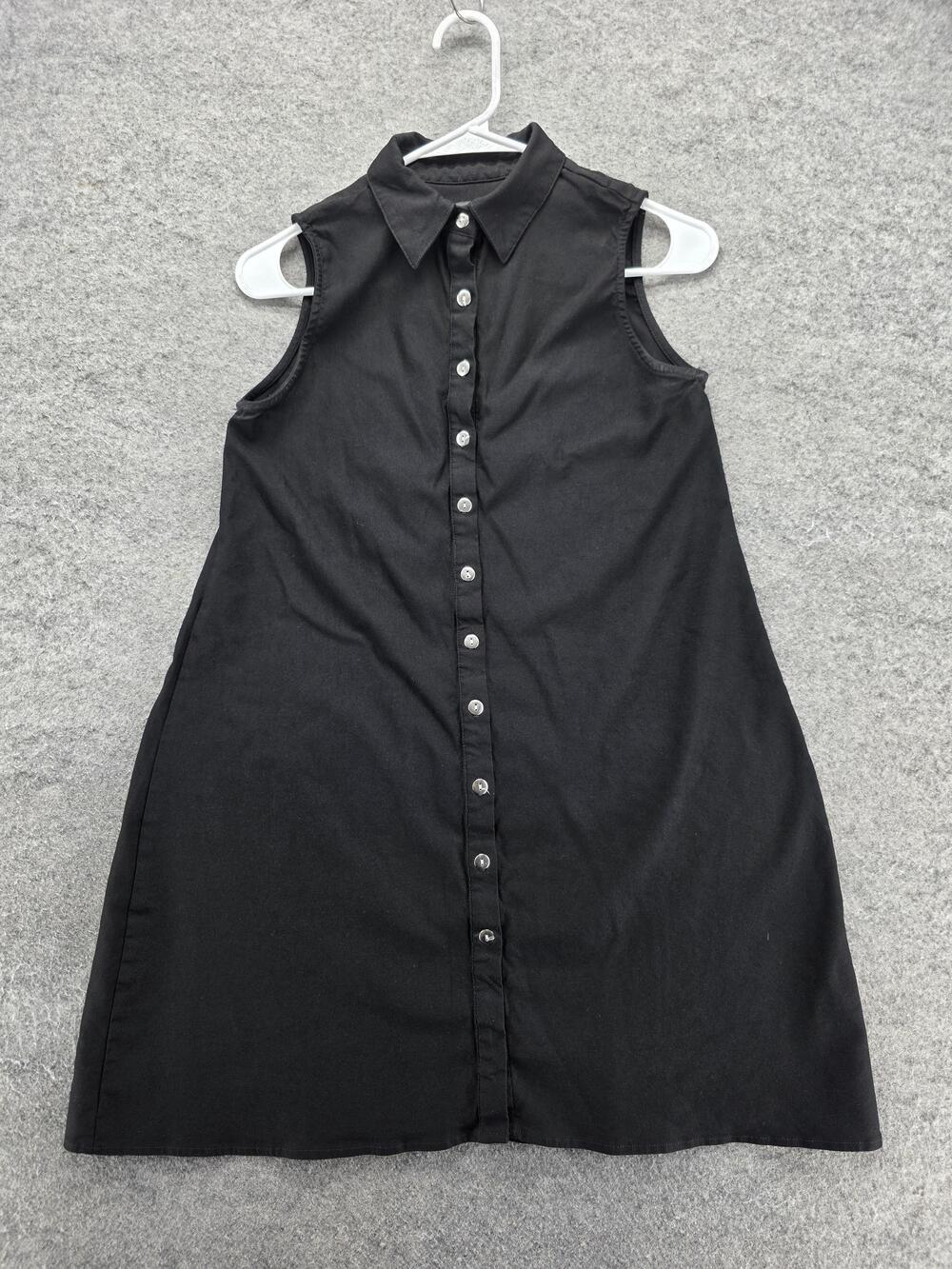 Pure Amici Dress Womens S Black Shirt Dress Knee Length Collared Button